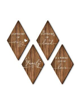 4 Pieces Brown Home Wall Decor Wooden Sign